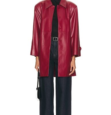 AEXAE Leather Padded Midi Coat