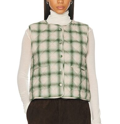 DONNI. The Quilted Plaid Flannel Vest