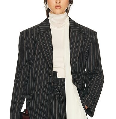 Helsa Stripe Twill Boyfriend Blazer
