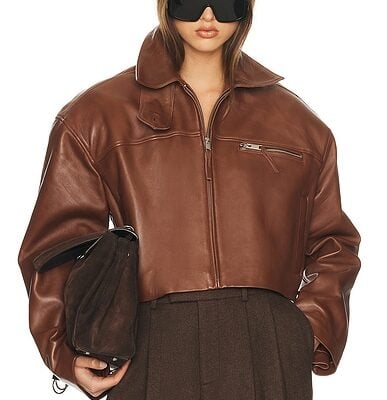 Helsa The Leather Oversized Moto Jacket in Smooth Leather