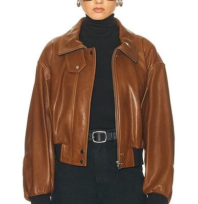 NOUR HAMMOUR Briar Cropped Bomber Jacket