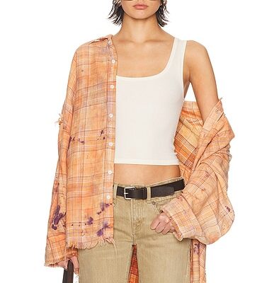 R13 Shredded Seam Drop Neck Shirt