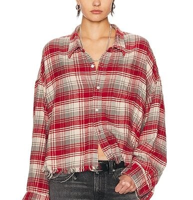 R13 Drop Neck Cropped Shirt