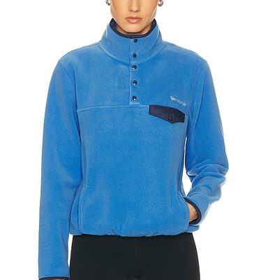 Sporty & Rich Serif Logo Buttoned Polar Jacket