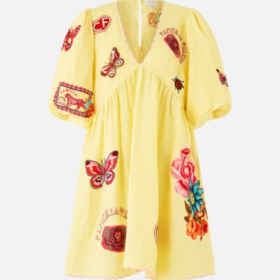 Camilla V Neck Puff Sleeve Short Dress Collage Kingdom