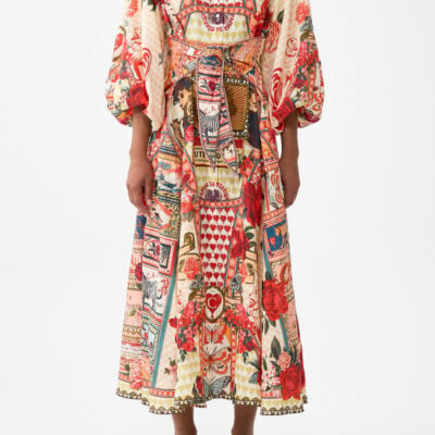 Camilla Waist Tie Shirt Dress With Bubble Sleeve High Class Hookah