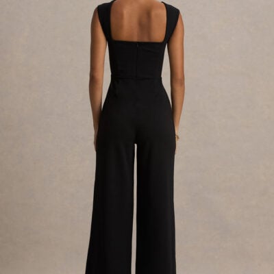 Club L London Everlee Black Sweetheart-Neck Jumpsuit