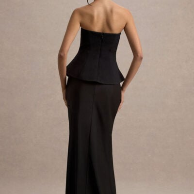 Club L London Ohio Black Strapless Corset Maxi Dress