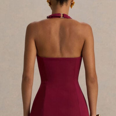 Club L London Tecla Burgundy Button-Up Tailored Waistcoat