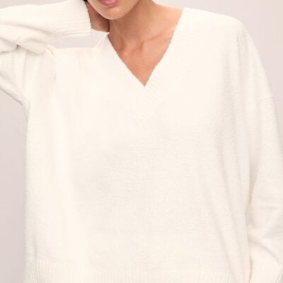Eberjey Recycled Boucle Boyfriend Oversized V-Neck Sweater