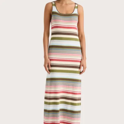Faithfull The Brand Enya Midi Dress Meleu Stripe Multi