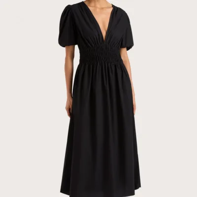Faithfull The Brand Grace Midi Dress Black