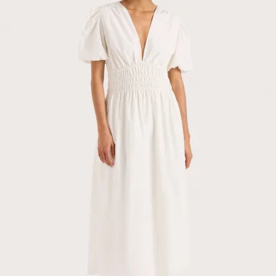 Faithfull The Brand Grace Midi Dress White