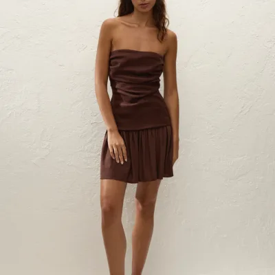Faithfull The Brand Hedy Mini Dress Carob