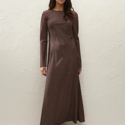 Faithfull The Brand Mesa Maxi Dress Polkadot Chocolate Plum