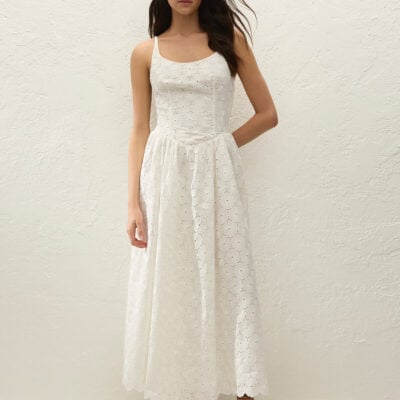 Faithfull The Brand Milana Midi Dress Dolce Broderie White