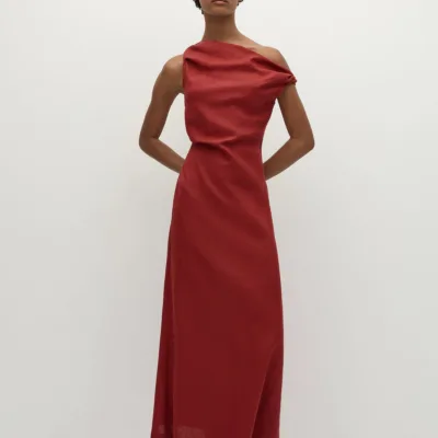 Faithfull The Brand Suis Midi Dress Deep Red