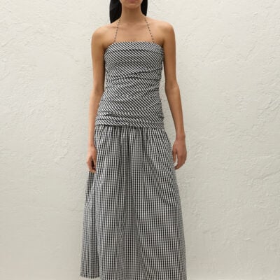 Faithfull The Brand Vento Midi Dress Black Textured Gingham