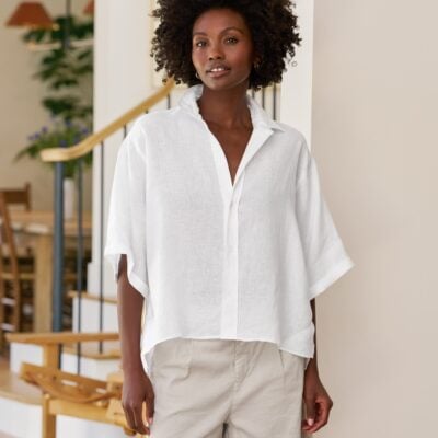 Frank & Eileen Short-Sleeve Button-Up Shirt in Italian Classic Linen