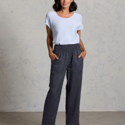 Nautical French Linen Pants Charcoal