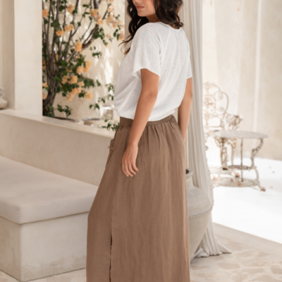 Nomad The Label Aurora French Linen Skirt Cinnamon
