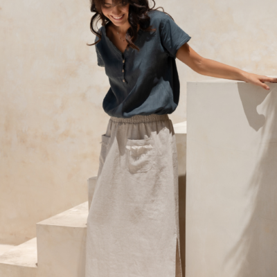 Nomad The Label Aurora French Linen Skirt Flax