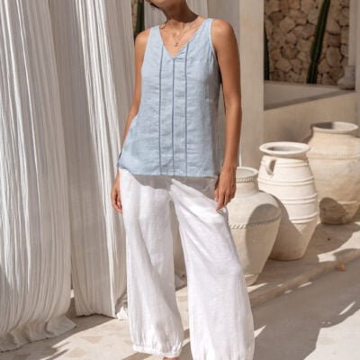 Nomad The Label Giana Linen Top Slate Blue