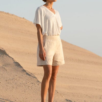 Nomad The Label Paros Linen Shorts Stone