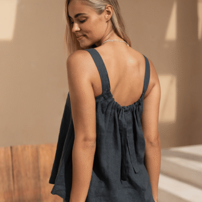 Nomad The Label Soella Linen Top Charcoal