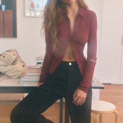Rolla's Daisy Lace Long Sleeve Shirt Dark Cherry