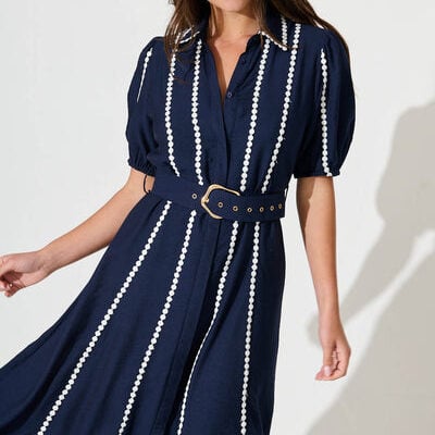 St Frock Adore Maxi Shirt Dress in Navy