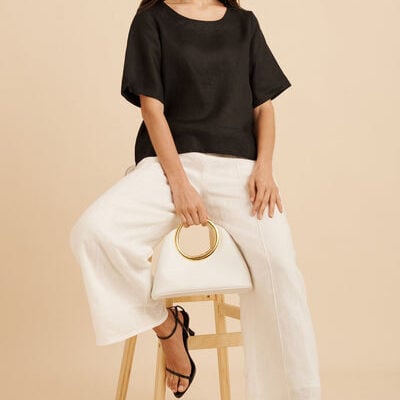 St Frock Island Soul Top in Black Linen