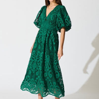 St Frock Millie Lace Maxi Dress In Emerald