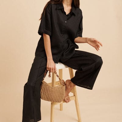 St Frock PRE ORDER Halara Pant in Black Linen