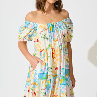 St Frock Sharanne Smock Dress in Multi Fruit Print