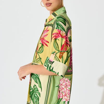 St Frock Sunriser Shirt in Yellow Multi Tile Print