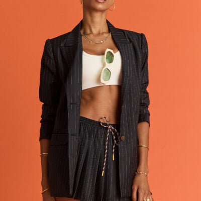 The Upside Wool Cadiz Pleated Skirt - Pinstripe