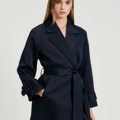 Veronika Maine Bonded Satin Trench Coat