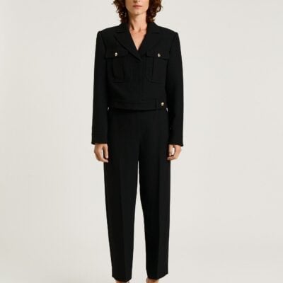 Veronika Maine Double Weave Cropped Cigarette Pant