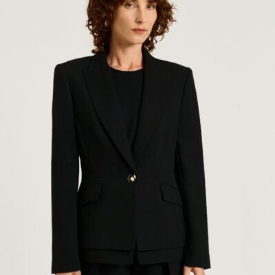 Veronika Maine Double Weave Single Breasted Blazer