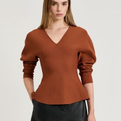 Veronika Maine Milano Long Sleeve Peplum Top