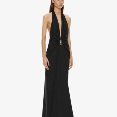 Christopher Esber Crystal Pendant Ruched Lycra Halter Dress — 4 - Image 2