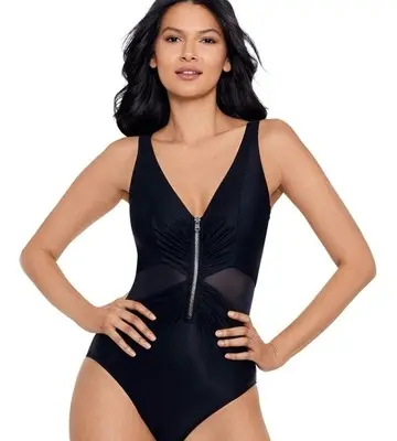 Miraclesuit Swim Vive Underwire Zip Front Shaping Swimsuit