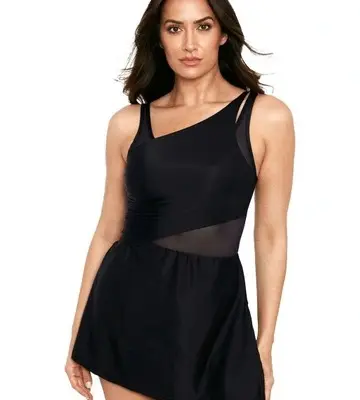 Miraclesuit Swim Network Alina Asymmetric Tummy Control Swimdress