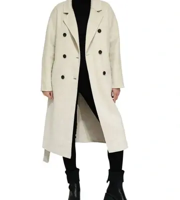 Belle & Bloom Boss Double-Breasted Lined Wool Coat