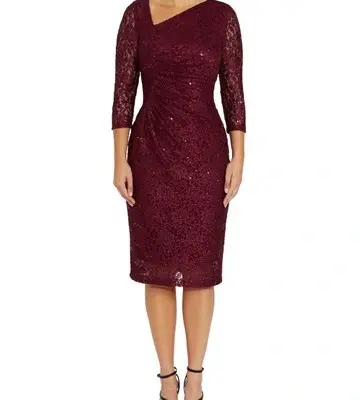 Anthea Crawford Leighton Malbec Stretch Lace Dress