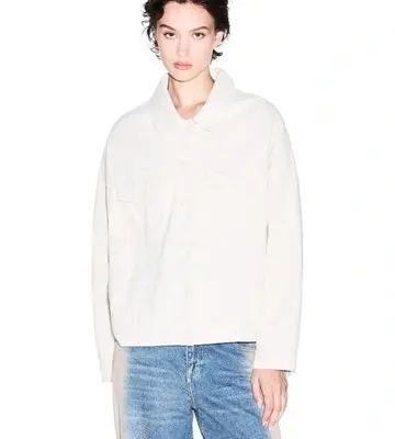Armani Exchange Light Blue Denim Oversized Bomber Jacket
