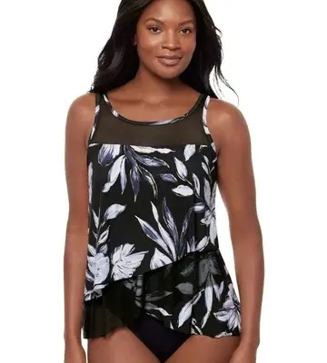 Miraclesuit Swim Fiore di Luna Mirage Loose Fit Slimming Underwired Tankini Top