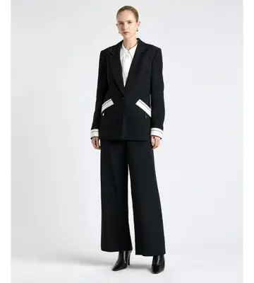 Cue Viscose Blend Waistband Detail Patch Pocket Blazer