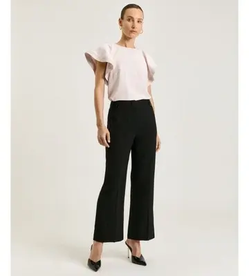Veronika Maine Lustred Weave Cropped Flared Pant